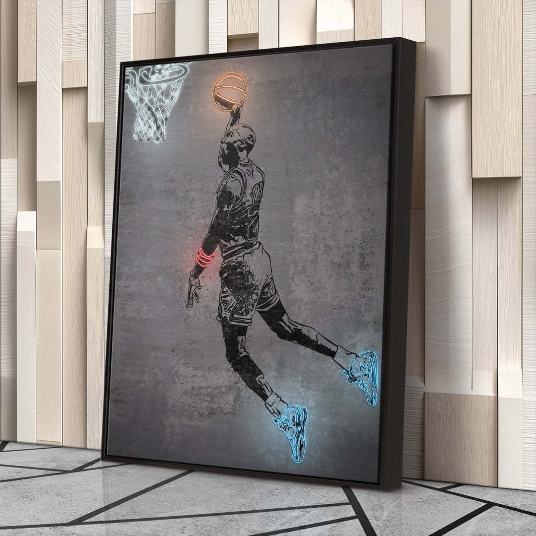 Michael Jordan Neon Canvas Art | Modern Wall Decor for Bulls Fans - CanvasNeon