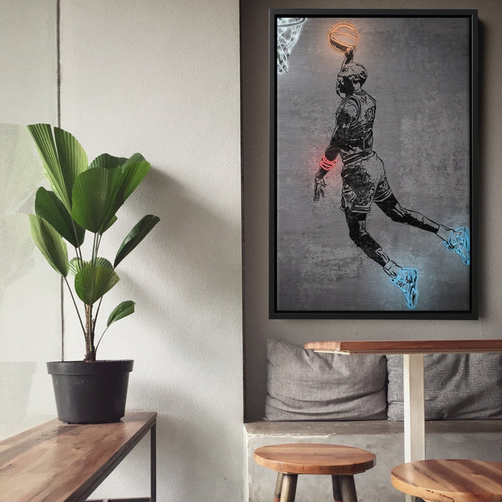 Michael Jordan Neon Canvas Art | Modern Wall Decor for Bulls Fans - CanvasNeon