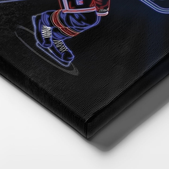 Mika Zibanejad Neon Canvas Art | Rangers Wall Decor - CanvasNeon