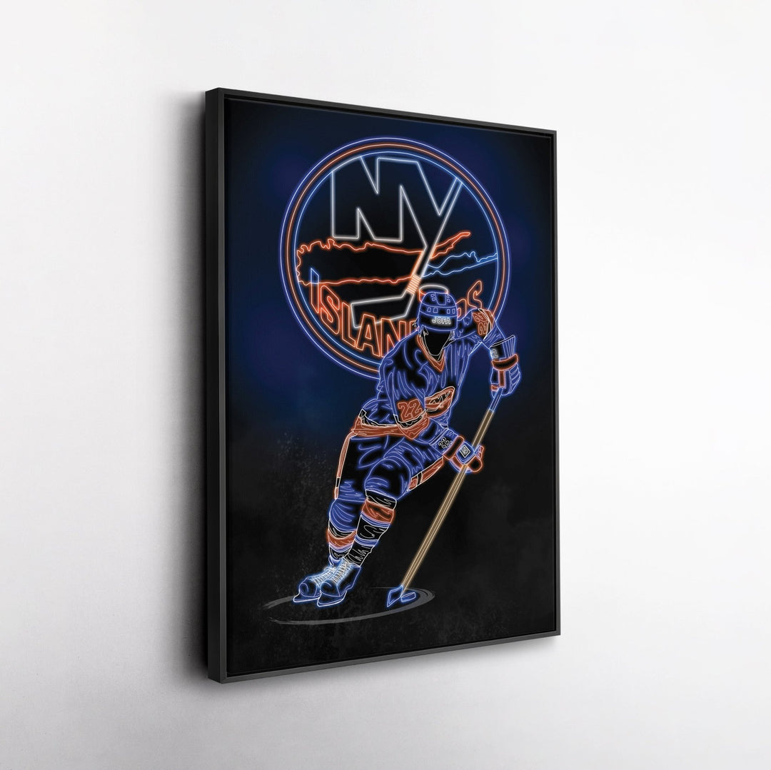 Mike Bossy Neon Canvas Art | Islanders Wall Decor - CanvasNeon
