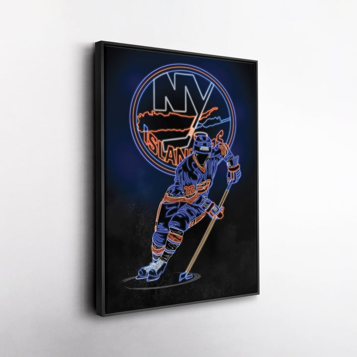 Mike Bossy Neon Canvas Art | Islanders Wall Decor - CanvasNeon