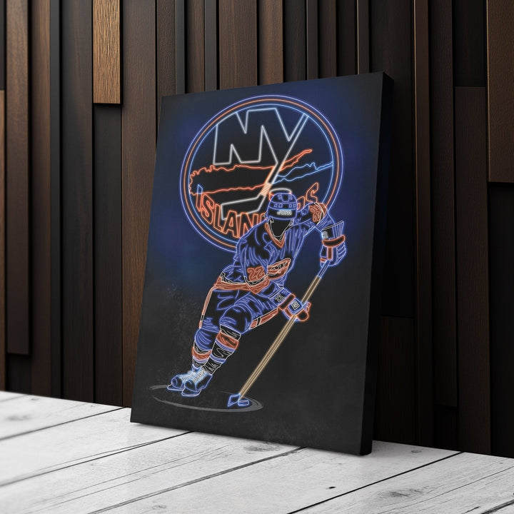 Mike Bossy Neon Canvas Art | Islanders Wall Decor - CanvasNeon