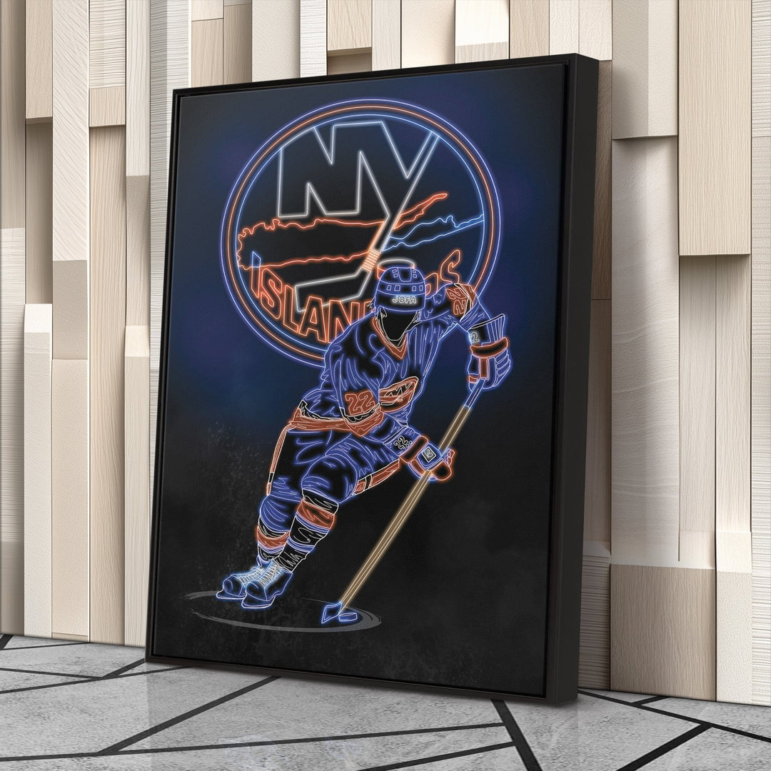 Mike Bossy Neon Canvas Art | Islanders Wall Decor - CanvasNeon