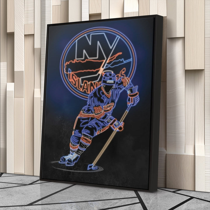 Mike Bossy Neon Canvas Art | Islanders Wall Decor - CanvasNeon