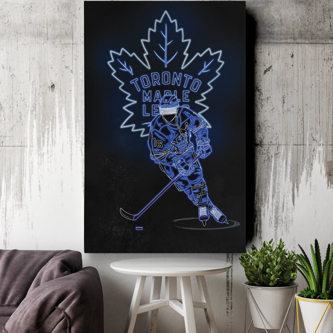 Mitchell Marner Neon Canvas Art | Leafs Wall Decor - CanvasNeon