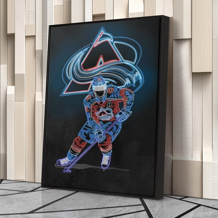 Nathan MacKinnon Neon Canvas Art | Avalanche Wall Decor - CanvasNeon