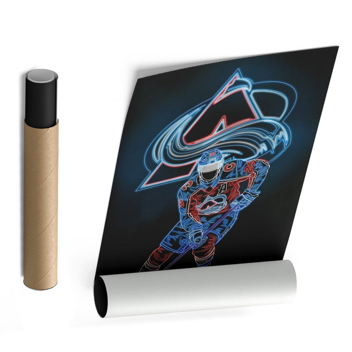 Nathan MacKinnon Neon Canvas Art | Avalanche Wall Decor - CanvasNeon