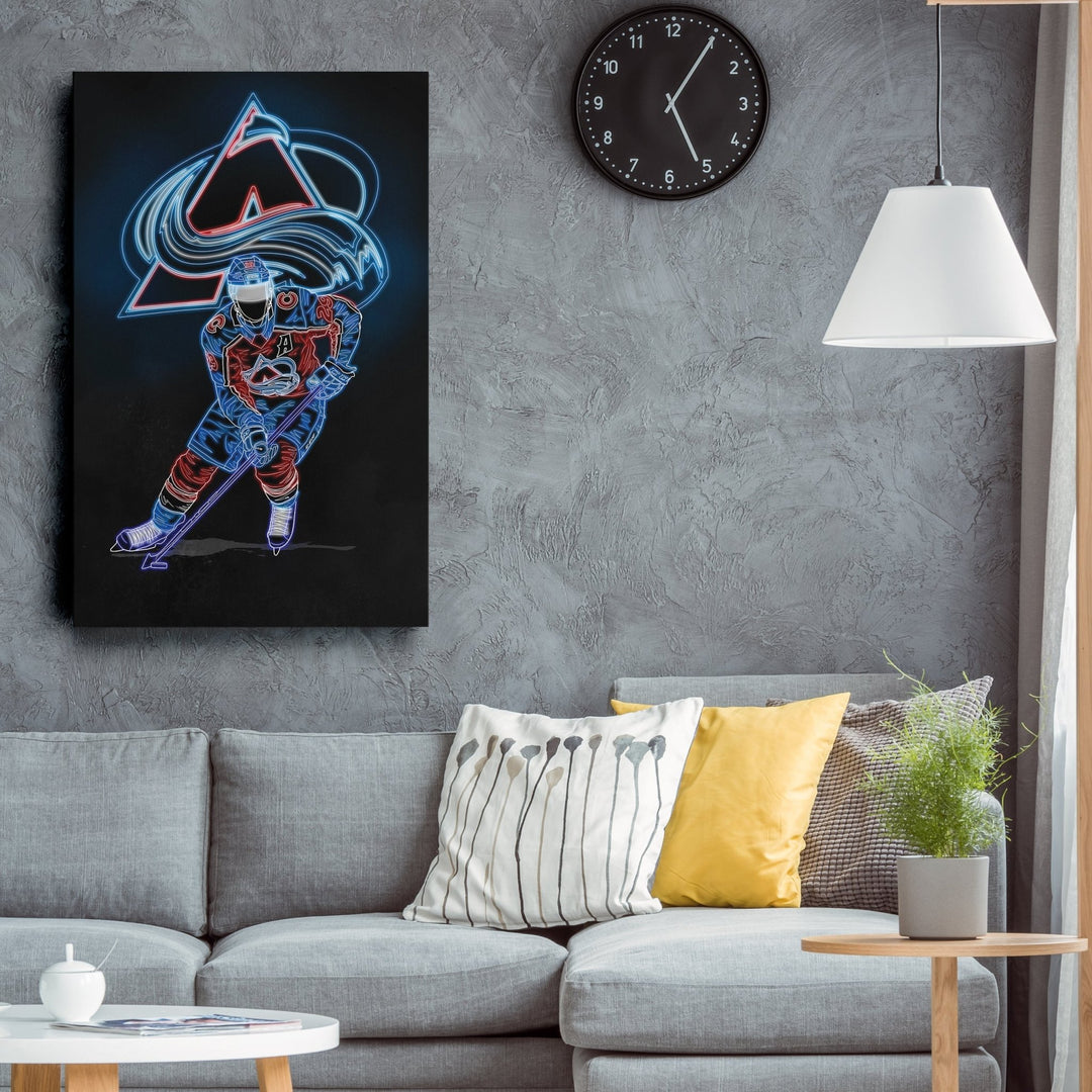 Nathan MacKinnon Neon Canvas Art | Avalanche Wall Decor - CanvasNeon