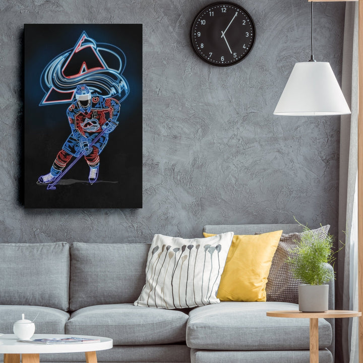 Nathan MacKinnon Neon Canvas Art | Avalanche Wall Decor - CanvasNeon