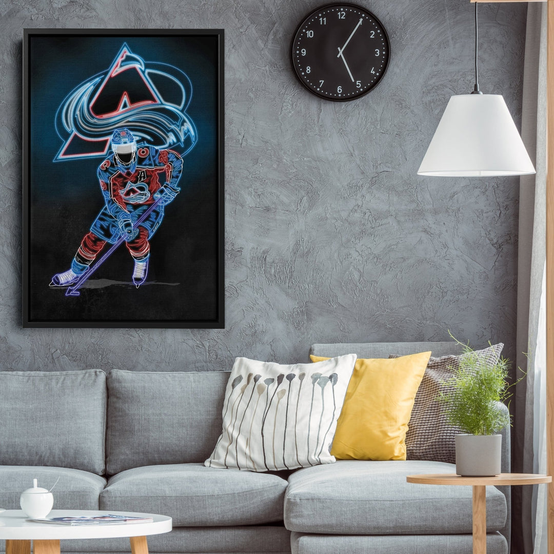 Nathan MacKinnon Neon Canvas Art | Avalanche Wall Decor - CanvasNeon