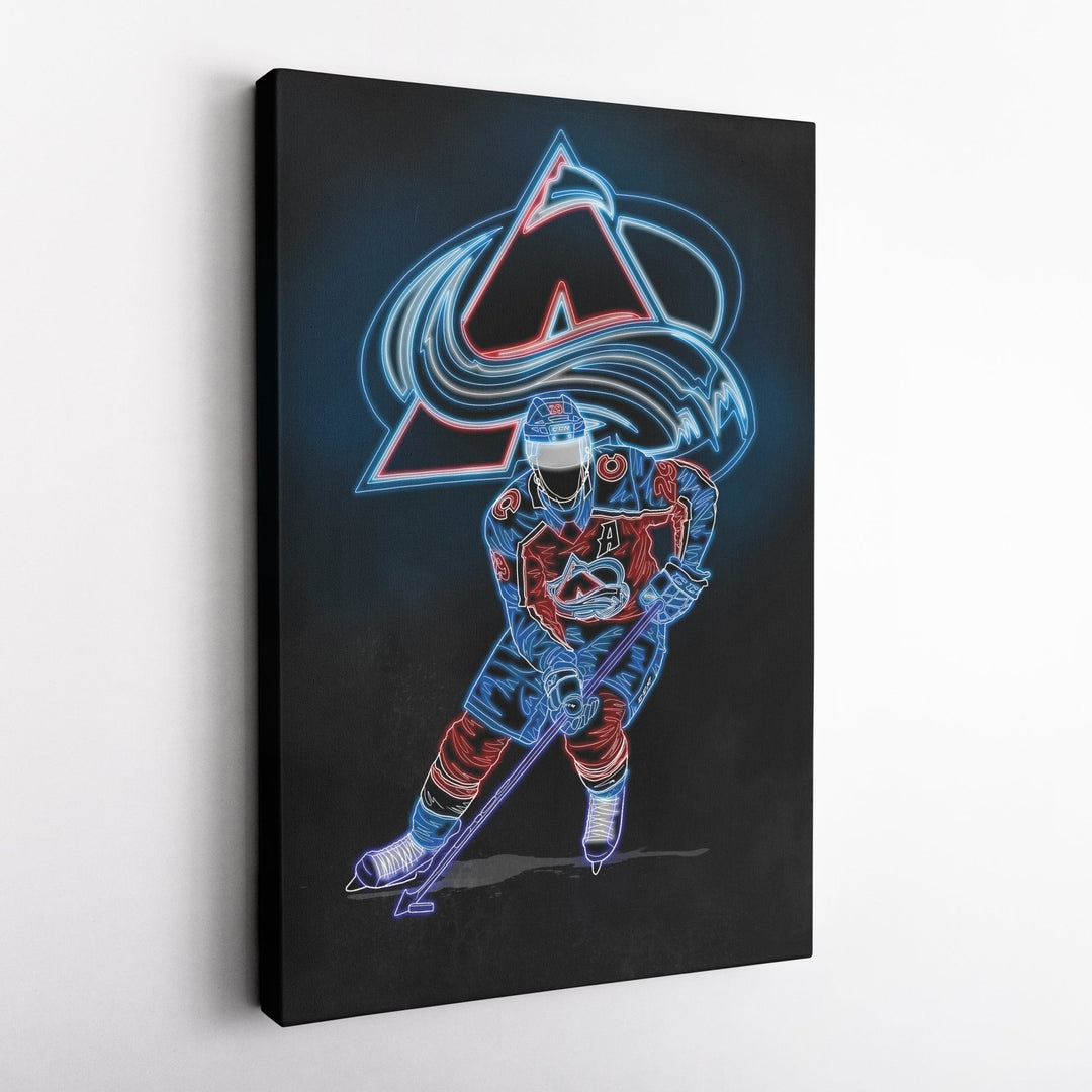Nathan MacKinnon Neon Canvas Art | Avalanche Wall Decor - CanvasNeon