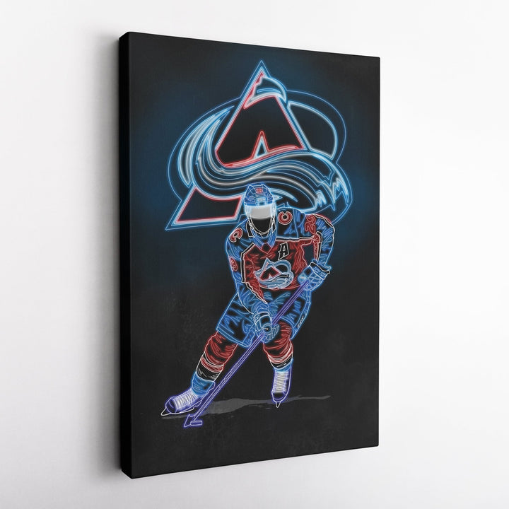 Nathan MacKinnon Neon Canvas Art | Avalanche Wall Decor - CanvasNeon