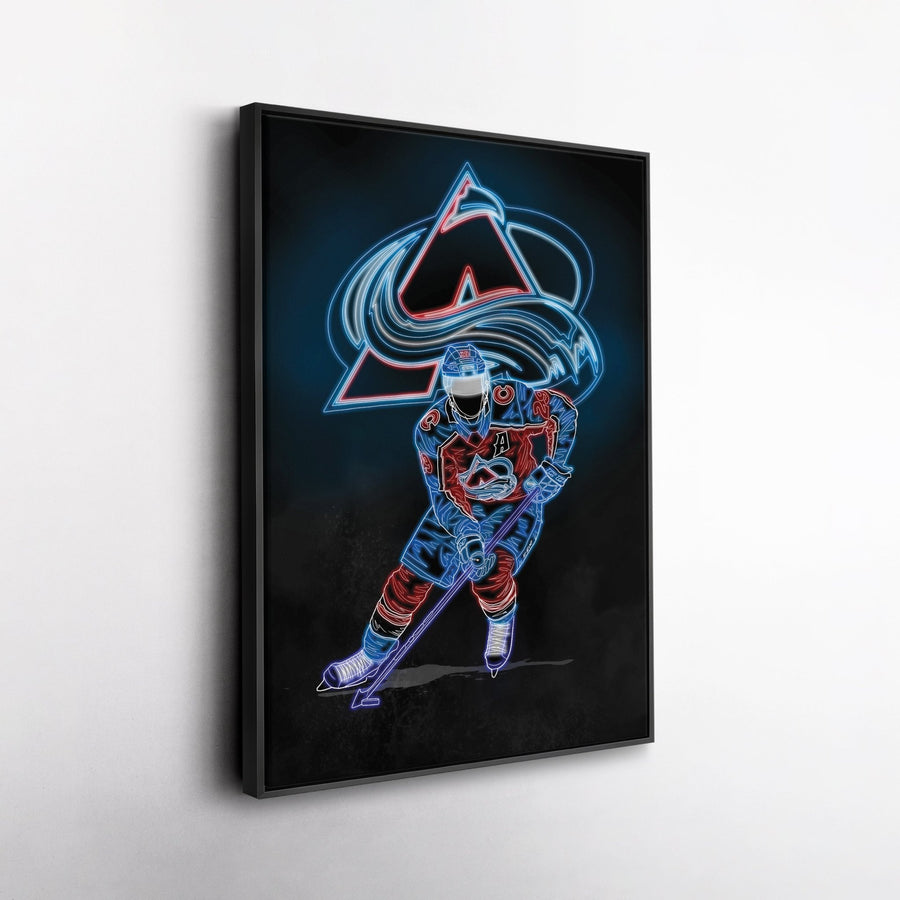 Nathan MacKinnon Neon Canvas Art | Avalanche Wall Decor - CanvasNeon