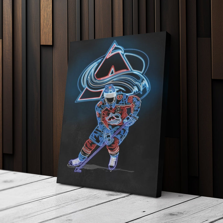 Nathan MacKinnon Neon Canvas Art | Avalanche Wall Decor - CanvasNeon