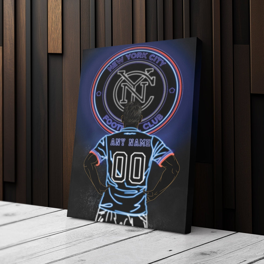 New York City FC Personalized Jersey Canvas | Neon Wall Art - CanvasNeon
