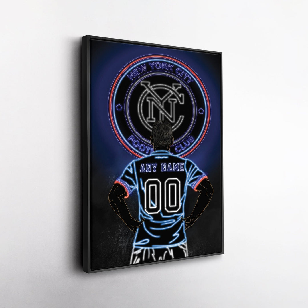New York City FC Personalized Jersey Canvas | Neon Wall Art - CanvasNeon