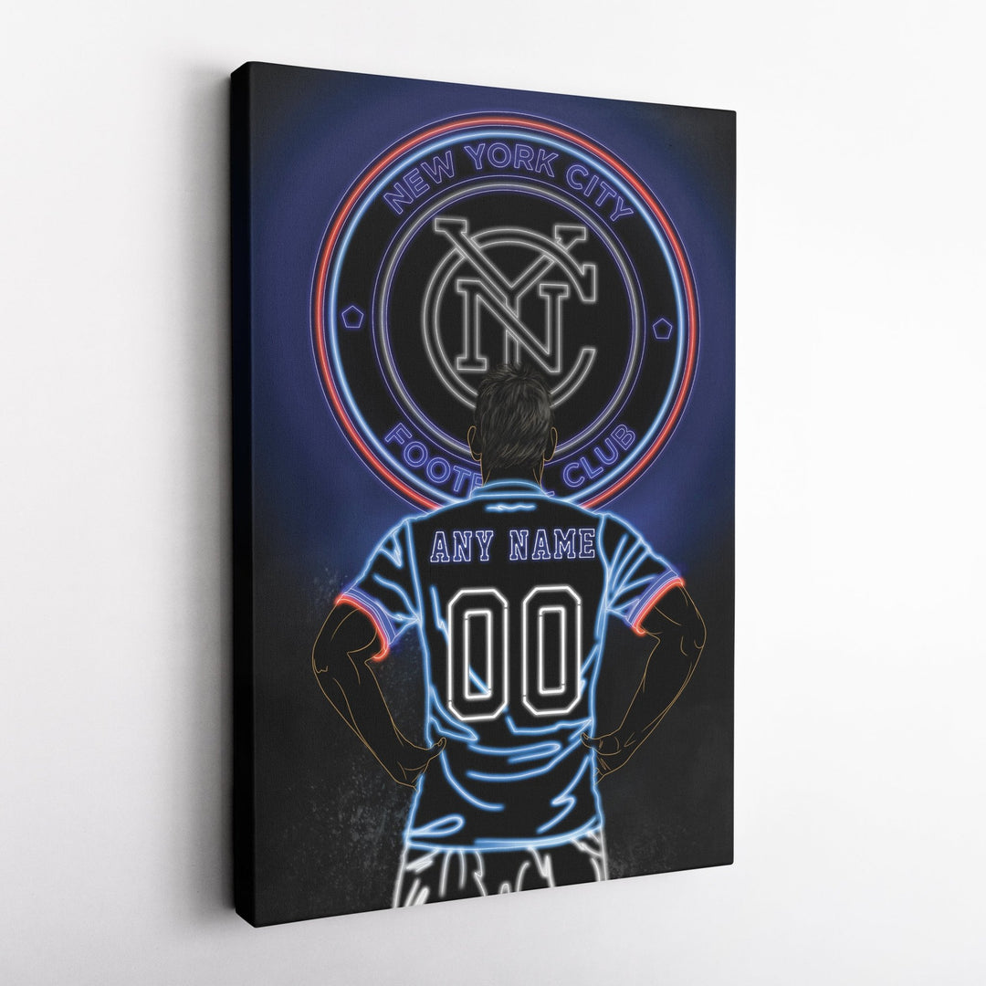 New York City FC Personalized Jersey Canvas | Neon Wall Art - CanvasNeon