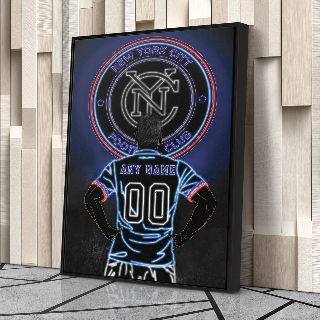 New York City FC Personalized Jersey Canvas | Neon Wall Art - CanvasNeon