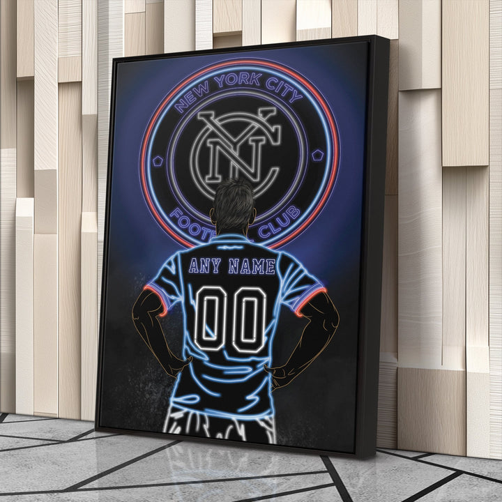 New York City FC Personalized Jersey Canvas | Neon Wall Art - CanvasNeon