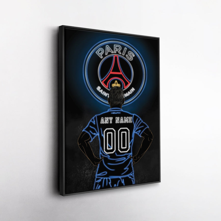 Paris Saint - Germain Personalized Jersey Canvas | Neon Wall Art - CanvasNeon