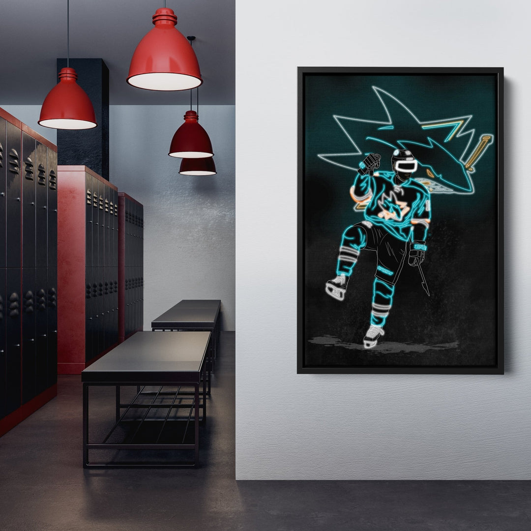 Patrick Marleau Neon Canvas Art | Sharks Wall Decor - CanvasNeon