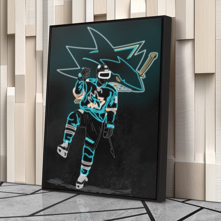 Patrick Marleau Neon Canvas Art | Sharks Wall Decor - CanvasNeon