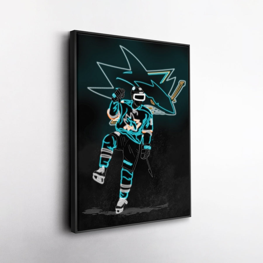 Patrick Marleau Neon Canvas Art | Sharks Wall Decor - CanvasNeon