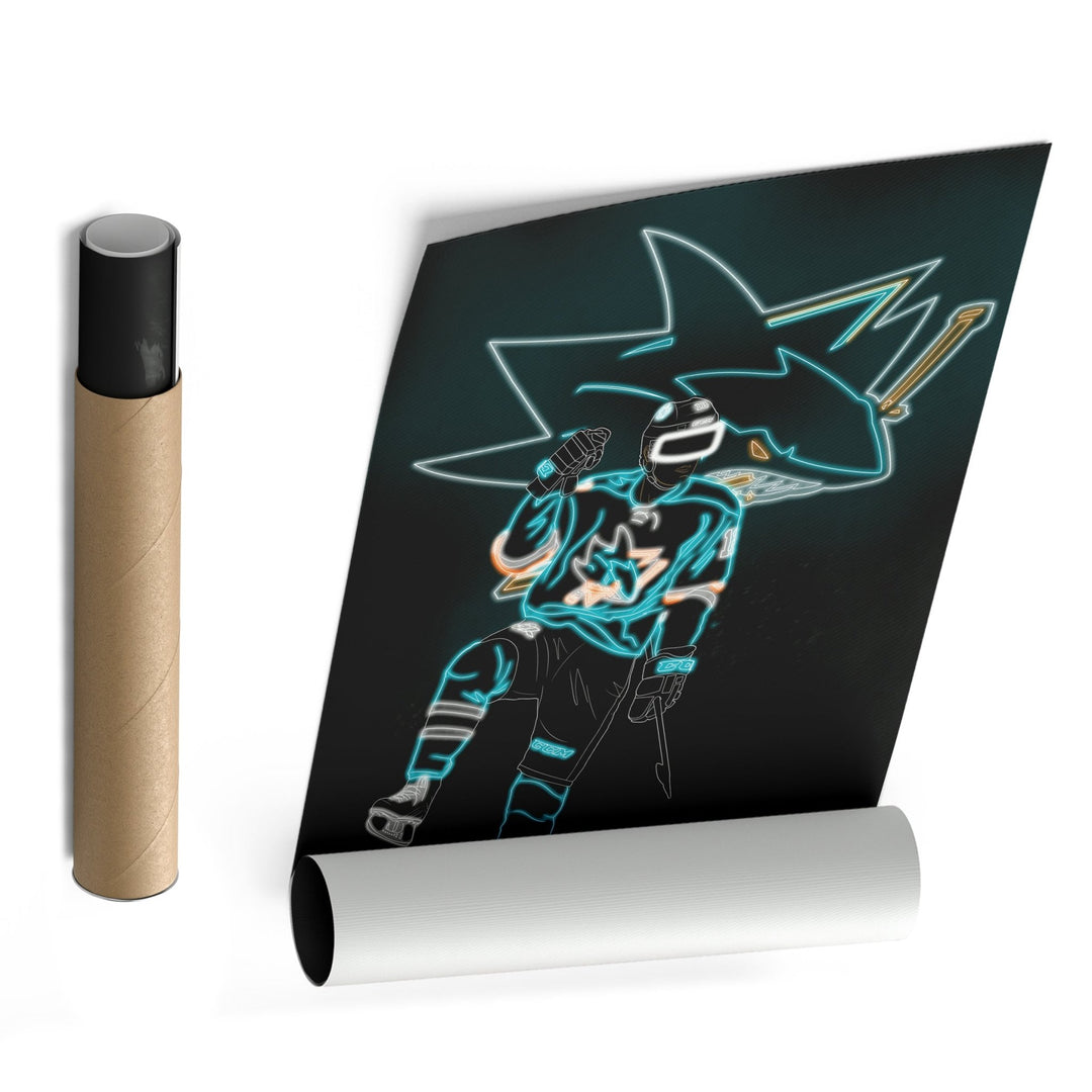 Patrick Marleau Neon Canvas Art | Sharks Wall Decor - CanvasNeon