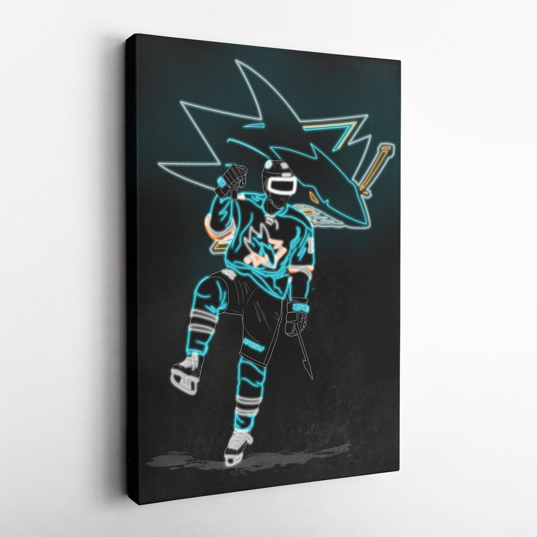 Patrick Marleau Neon Canvas Art | Sharks Wall Decor - CanvasNeon
