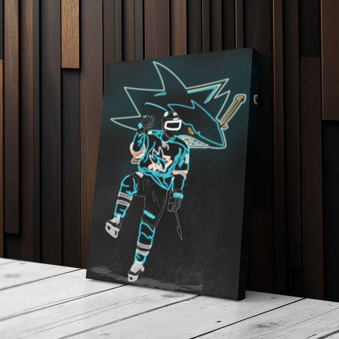 Patrick Marleau Neon Canvas Art | Sharks Wall Decor - CanvasNeon