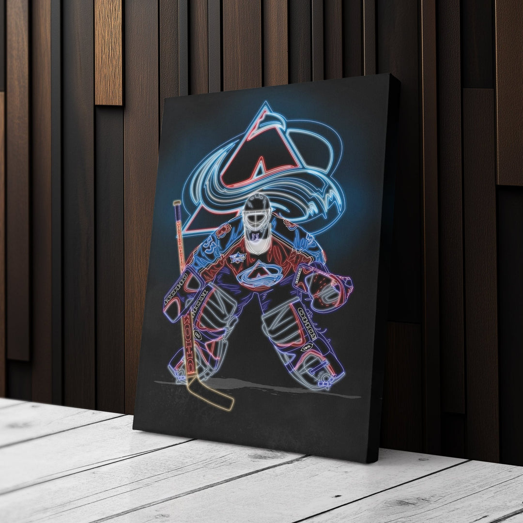 Patrick Roy Neon Canvas Art | Avalanche Wall Decor - CanvasNeon