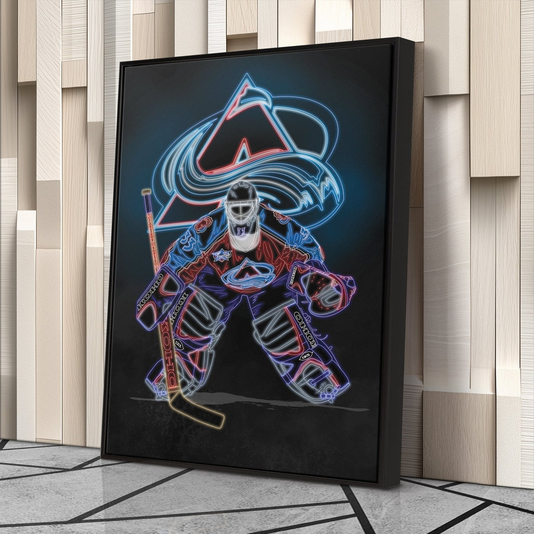 Patrick Roy Neon Canvas Art | Avalanche Wall Decor - CanvasNeon