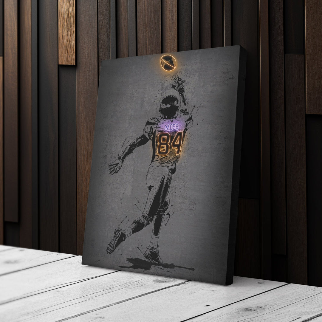 Randy Moss Neon Canvas Art | Modern Wall Decor for Vikings Fans - CanvasNeon