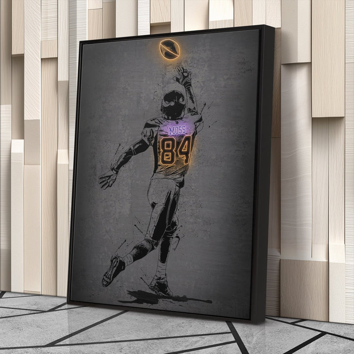 Randy Moss Neon Canvas Art | Modern Wall Decor for Vikings Fans - CanvasNeon