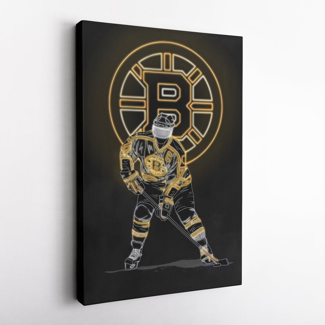 Ray Bourque Neon Canvas Art | Bruins Wall Decor - CanvasNeon