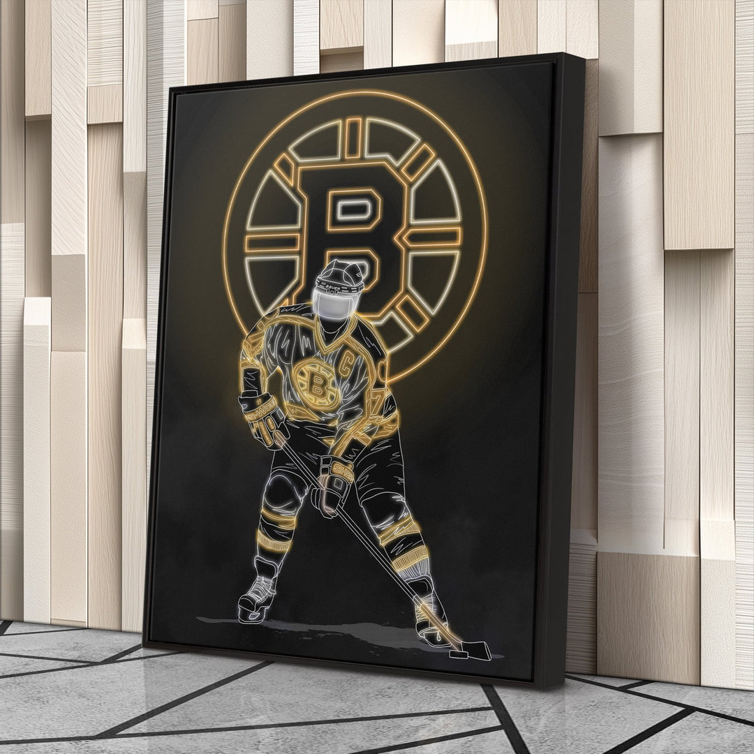 Ray Bourque Neon Canvas Art | Bruins Wall Decor - CanvasNeon