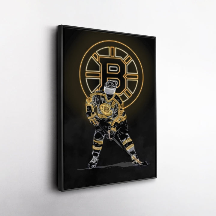 Ray Bourque Neon Canvas Art | Bruins Wall Decor - CanvasNeon