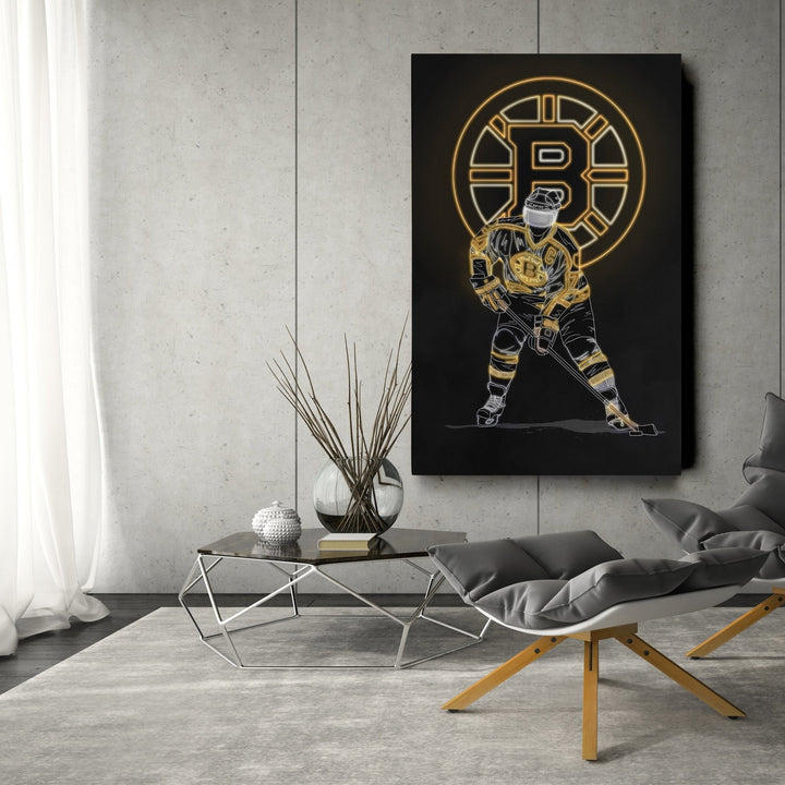 Ray Bourque Neon Canvas Art | Bruins Wall Decor - CanvasNeon