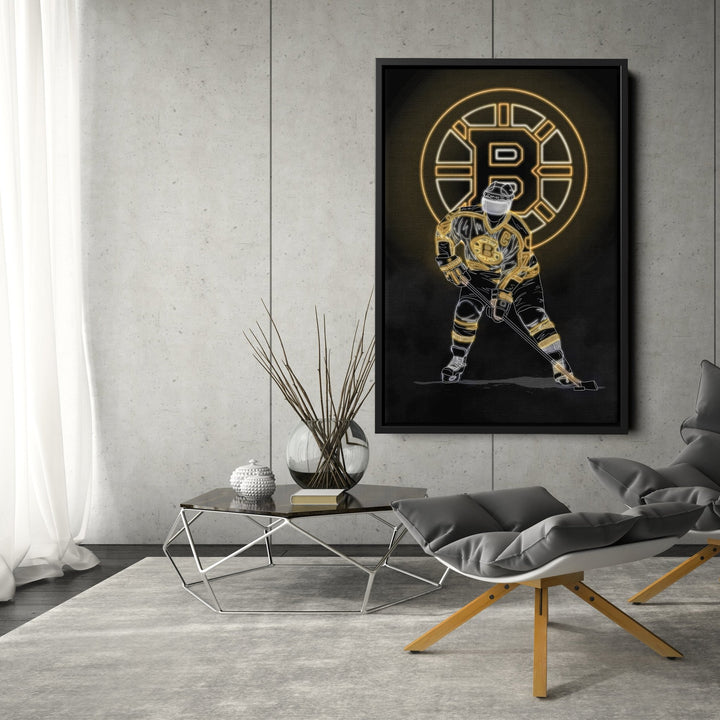 Ray Bourque Neon Canvas Art | Bruins Wall Decor - CanvasNeon