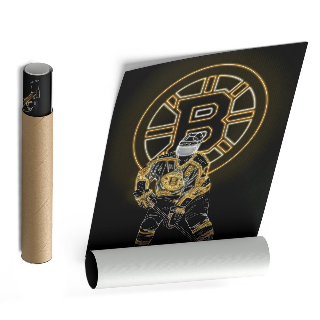 Ray Bourque Neon Canvas Art | Bruins Wall Decor - CanvasNeon