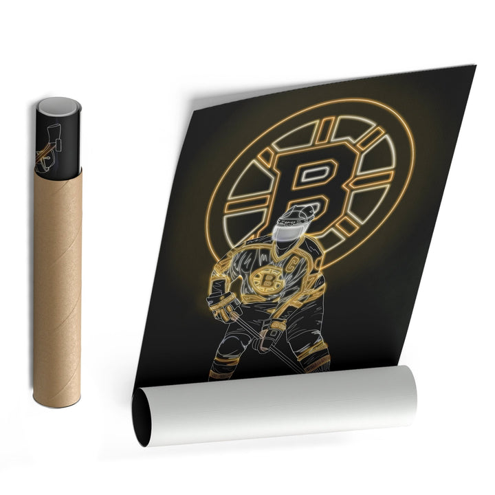 Ray Bourque Neon Canvas Art | Bruins Wall Decor - CanvasNeon