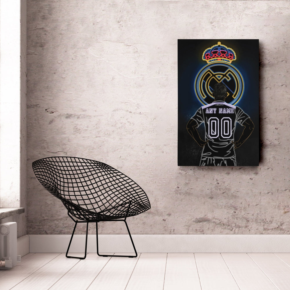 Real Madrid Personalized Jersey Canvas | Neon Wall Art - CanvasNeon