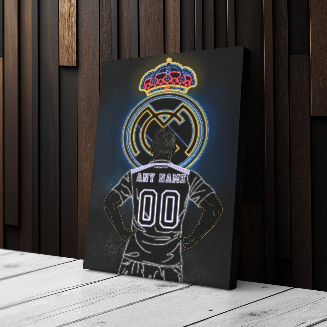 Real Madrid Personalized Jersey Canvas | Neon Wall Art - CanvasNeon