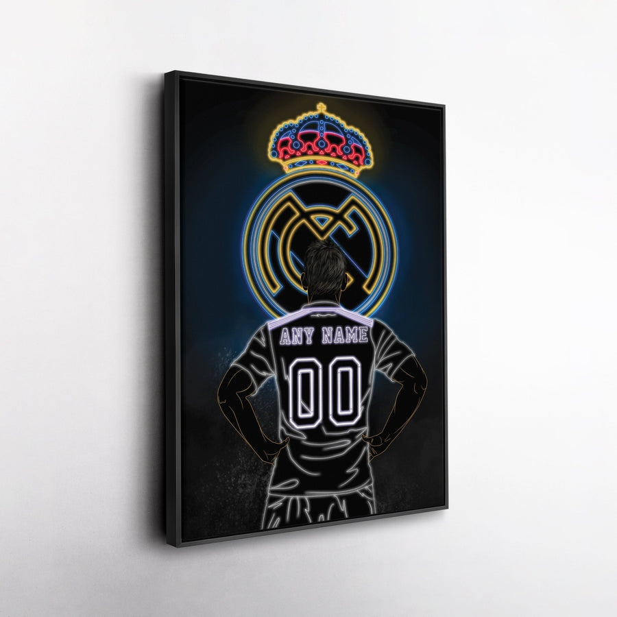 Real Madrid Personalized Jersey Canvas | Neon Wall Art - CanvasNeon