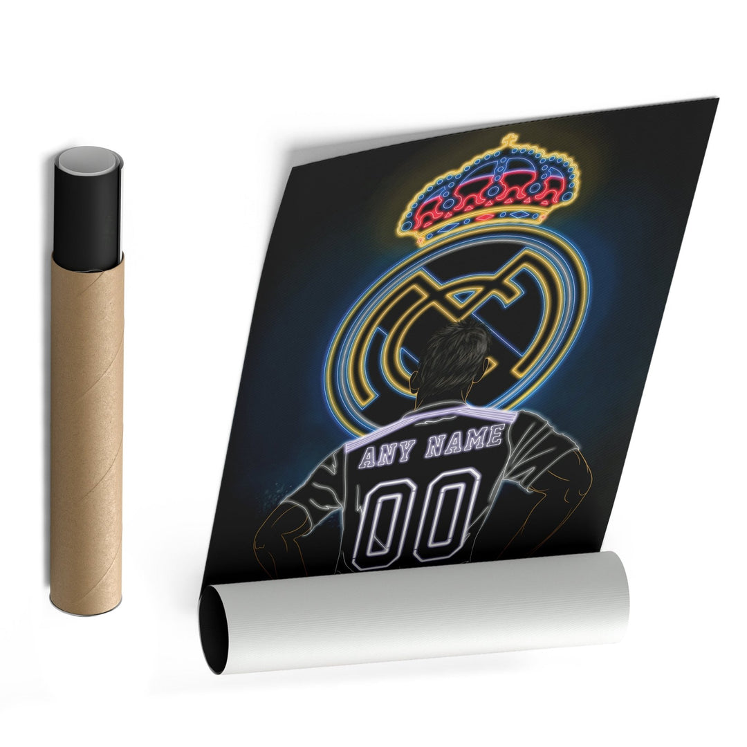 Real Madrid Personalized Jersey Canvas | Neon Wall Art - CanvasNeon