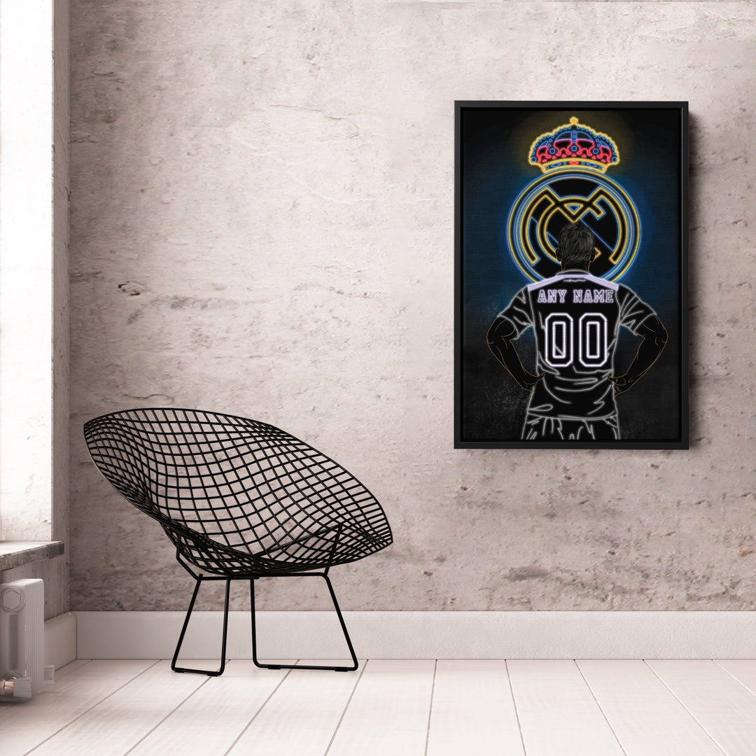 Real Madrid Personalized Jersey Canvas | Neon Wall Art - CanvasNeon