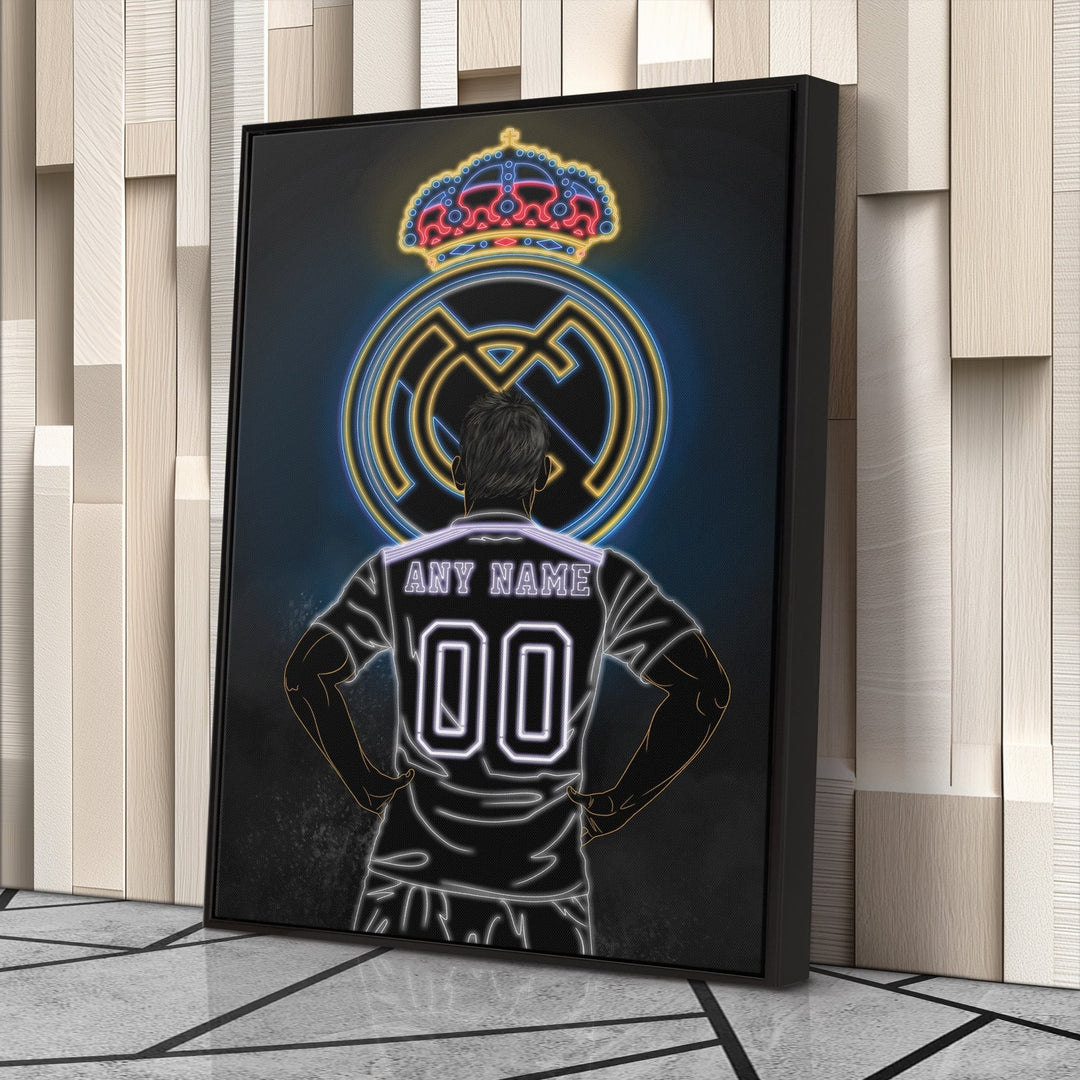 Real Madrid Personalized Jersey Canvas | Neon Wall Art - CanvasNeon