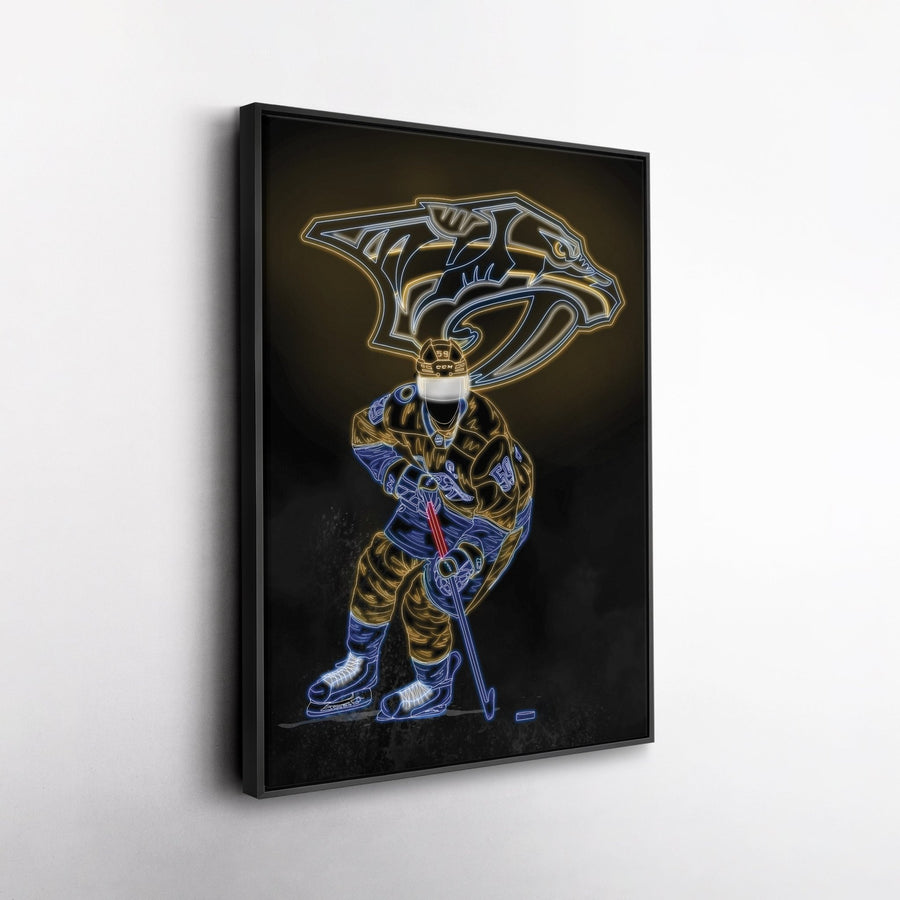 Roman Josi Neon Canvas Art | Predators Wall Decor - CanvasNeon