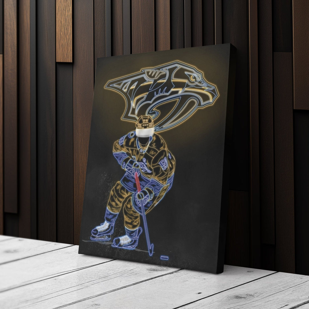 Roman Josi Neon Canvas Art | Predators Wall Decor - CanvasNeon