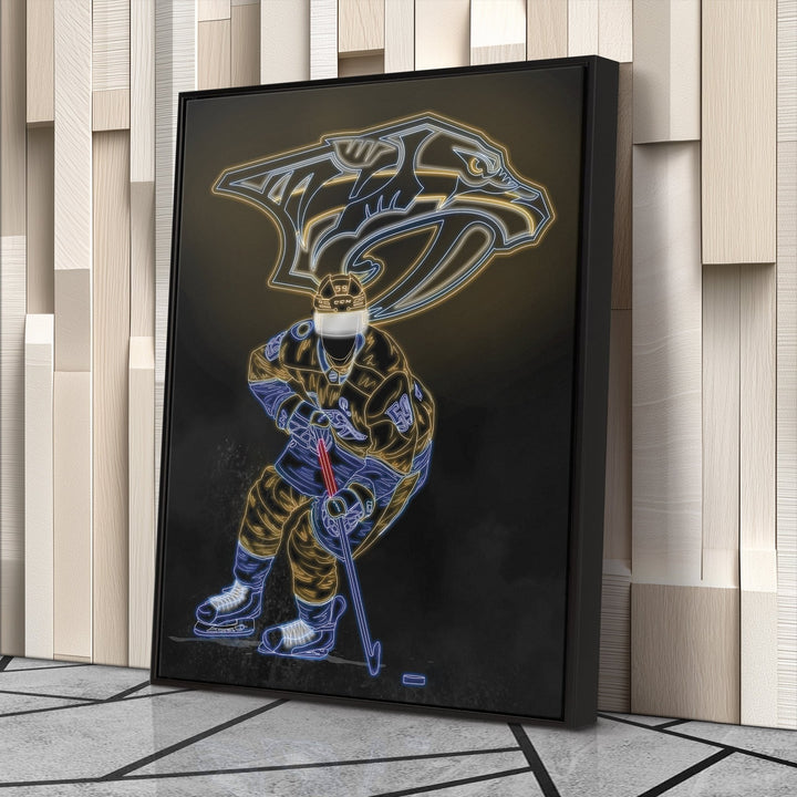 Roman Josi Neon Canvas Art | Predators Wall Decor - CanvasNeon